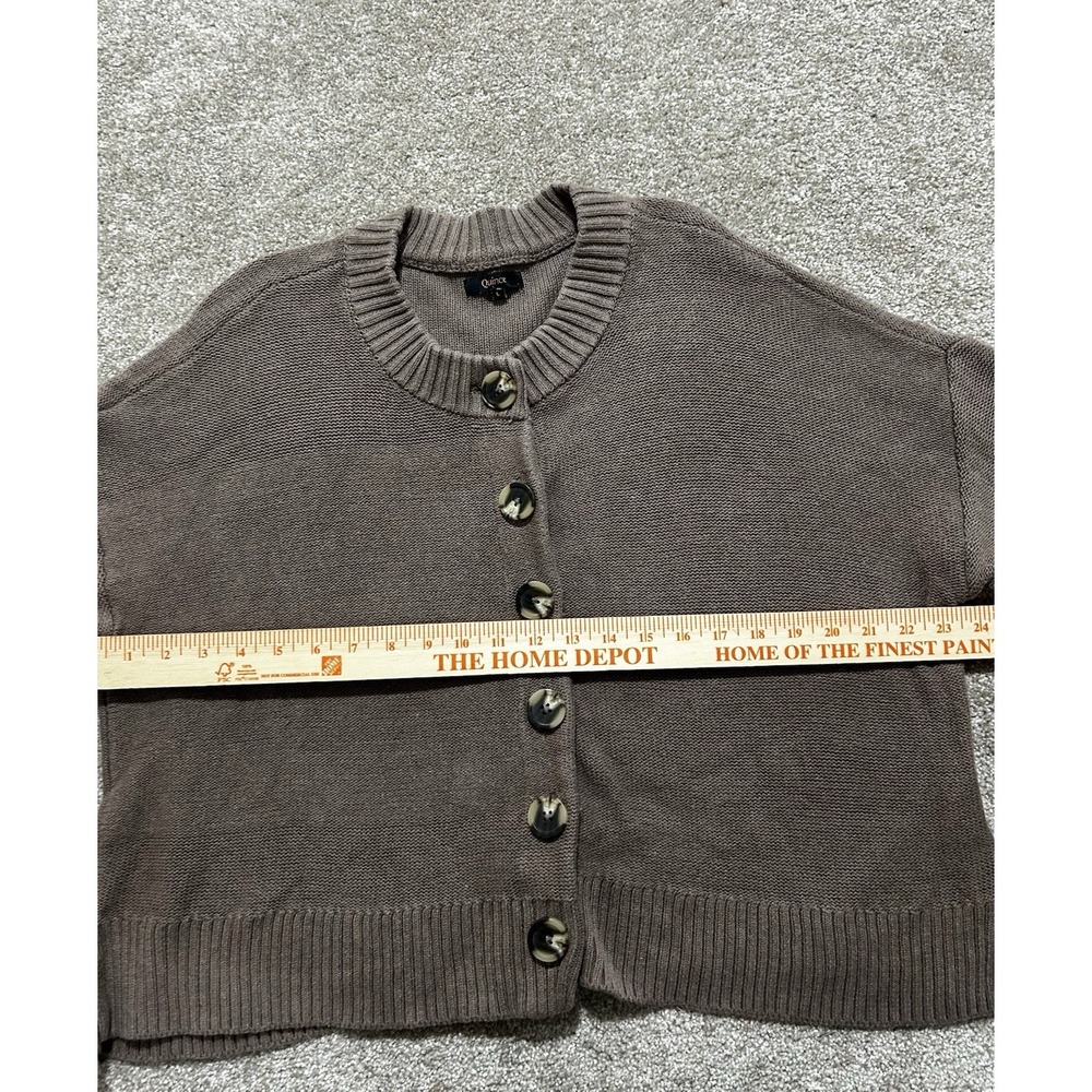 Quince 100% Women's L Organic Cotton Cropped Cardigan Camel Color - Picture 3 of 7